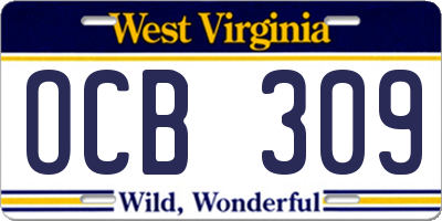 WV license plate OCB309