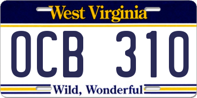WV license plate OCB310