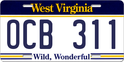 WV license plate OCB311