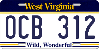 WV license plate OCB312
