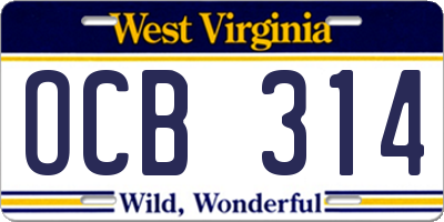 WV license plate OCB314