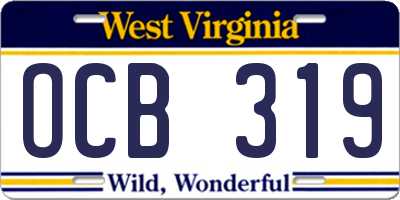 WV license plate OCB319