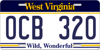 WV license plate OCB320