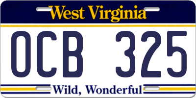 WV license plate OCB325
