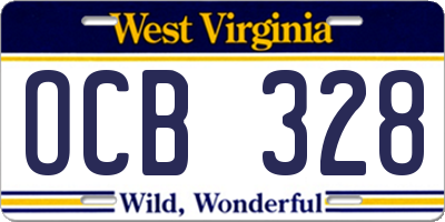 WV license plate OCB328