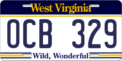 WV license plate OCB329