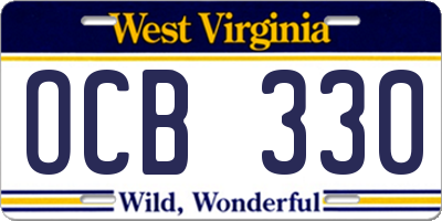 WV license plate OCB330
