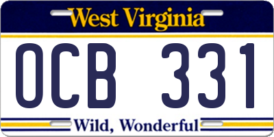 WV license plate OCB331