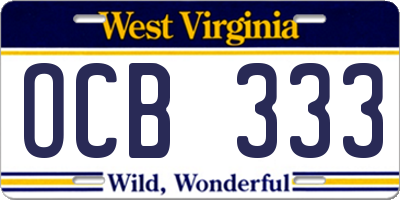 WV license plate OCB333