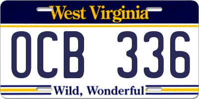 WV license plate OCB336