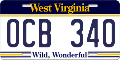 WV license plate OCB340