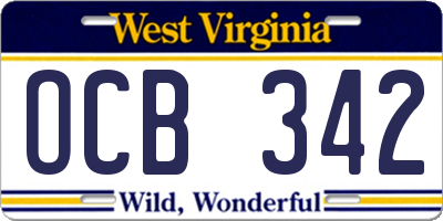 WV license plate OCB342