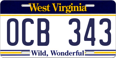 WV license plate OCB343