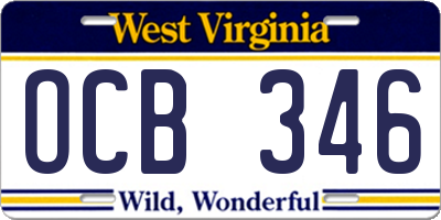 WV license plate OCB346