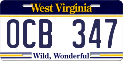 WV license plate OCB347