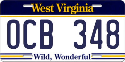 WV license plate OCB348