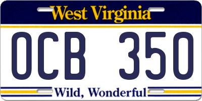 WV license plate OCB350