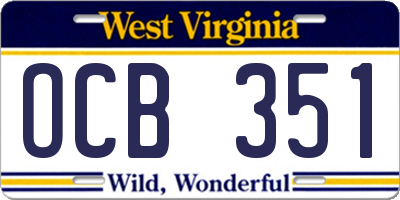WV license plate OCB351