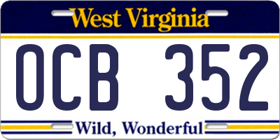 WV license plate OCB352