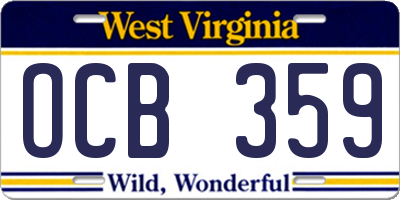 WV license plate OCB359