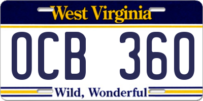 WV license plate OCB360