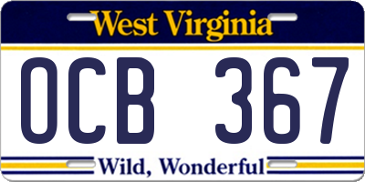 WV license plate OCB367