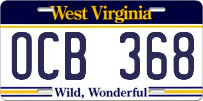 WV license plate OCB368