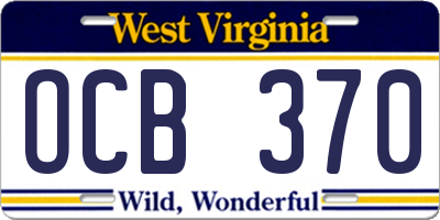 WV license plate OCB370