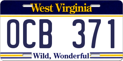WV license plate OCB371
