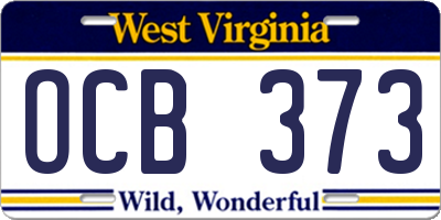 WV license plate OCB373