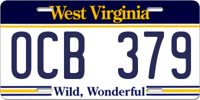 WV license plate OCB379