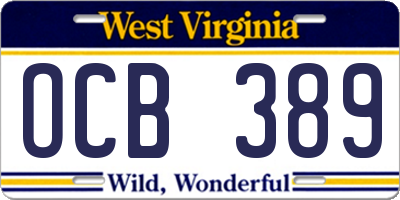 WV license plate OCB389