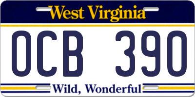 WV license plate OCB390