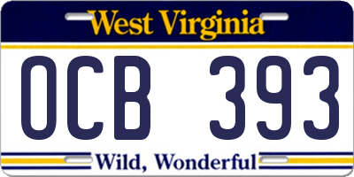 WV license plate OCB393
