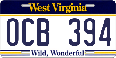 WV license plate OCB394