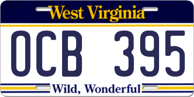 WV license plate OCB395