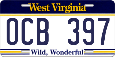 WV license plate OCB397