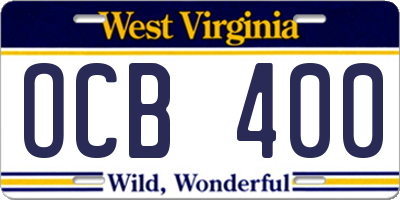 WV license plate OCB400