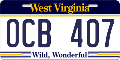 WV license plate OCB407