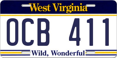 WV license plate OCB411
