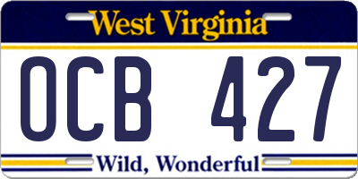 WV license plate OCB427