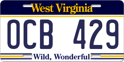 WV license plate OCB429
