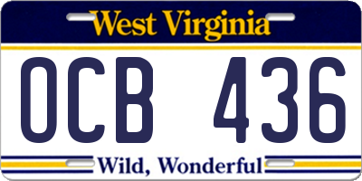 WV license plate OCB436