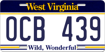 WV license plate OCB439