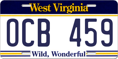 WV license plate OCB459
