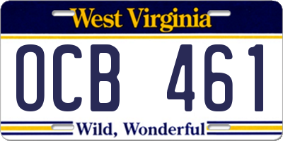 WV license plate OCB461