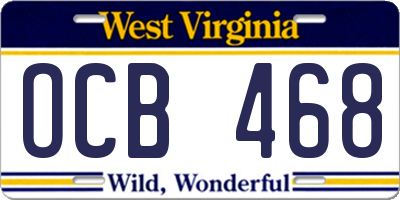 WV license plate OCB468