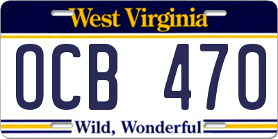 WV license plate OCB470
