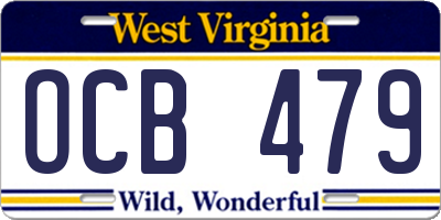 WV license plate OCB479