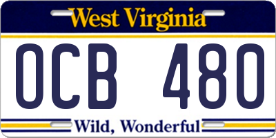 WV license plate OCB480